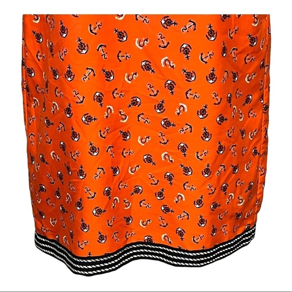 Tommy Hilfiger Anchor Print Shift Dress Orange Nautical Coastal Classic Preppy - Picture 3 of 8